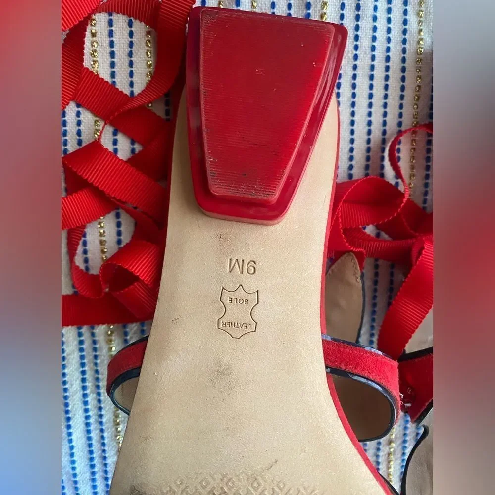 Tory Burch Suede Red Beaded Women's Sandals Sz 9